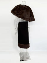 Elegant Fur & Feather 2-Piece Maxi Set