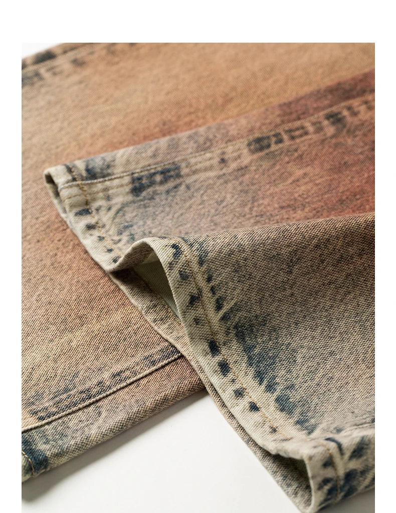 TOYOUTH Women Jeans 2026 Spring New Wilderness Wasteland Style Mid Low Waist Loose Printed Wide Leg Pants