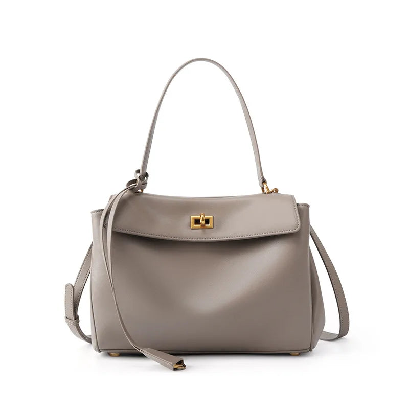 Large Capacity Women's Leather Handbag High-End Single Shoulder Crossbody Tote for Commuting