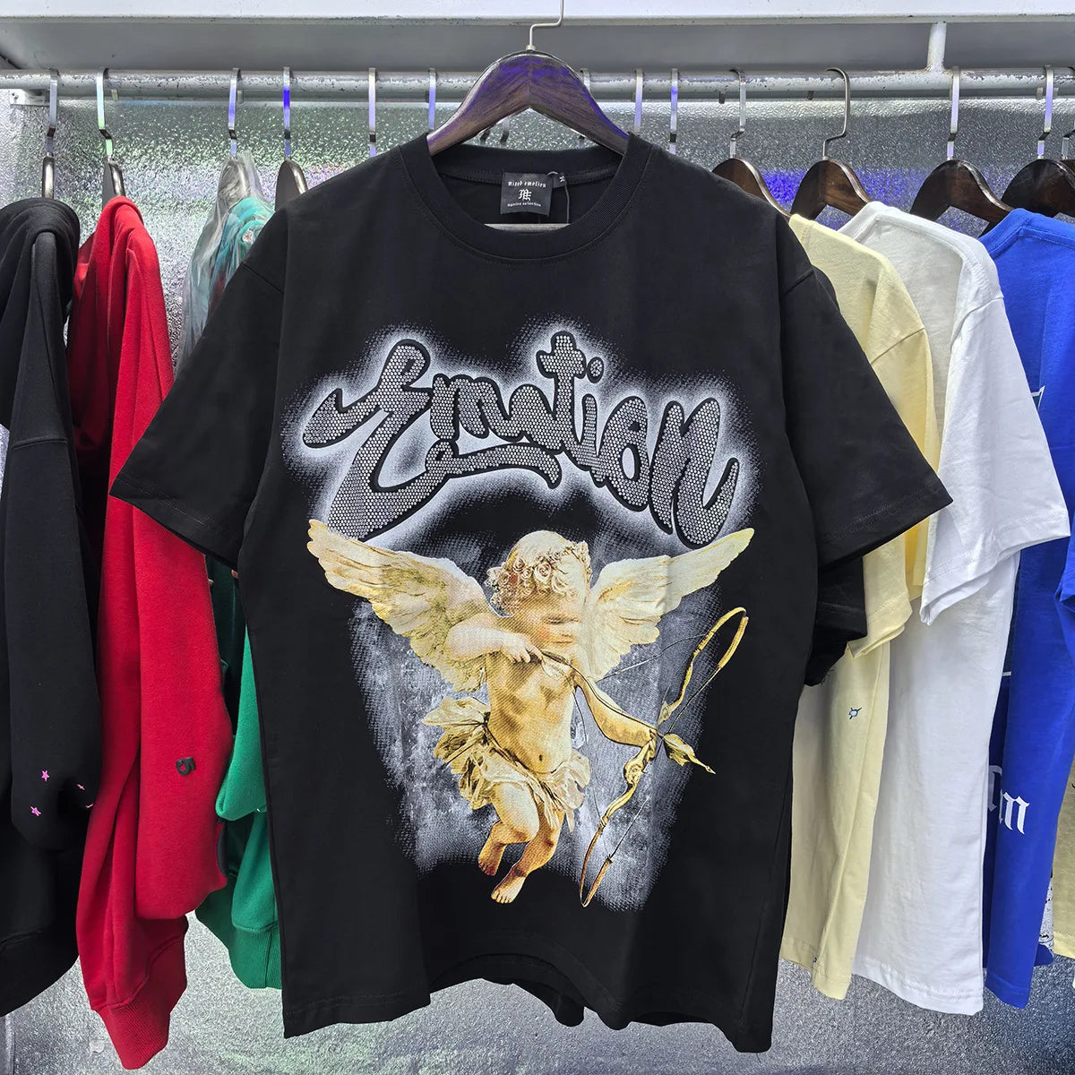 MIXED EMOTION Oversized Cotton Rhinestone T-Shirt