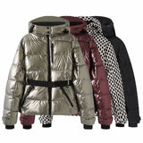 Women's Hooded Winter Parka – Insulated Mid-Waist Jacket with Adjustable Belt