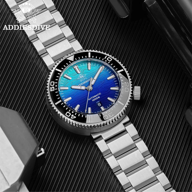 ADDIESDIVE Men's Automatic Watch Super Luminous Sapphire Glass 1000m Waterproof Diver's Wristwatch Ceramic Bezel Man Watches