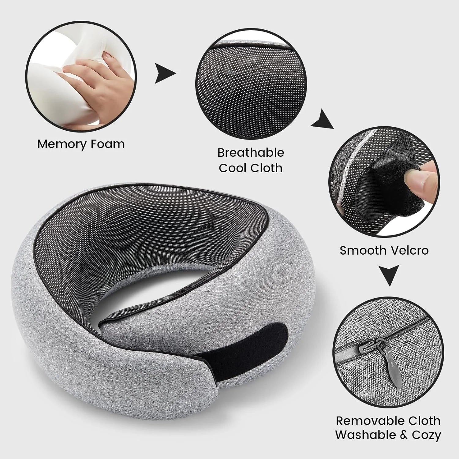 Memory Foam U-Shape Travel Neck Pillow – Snail Design