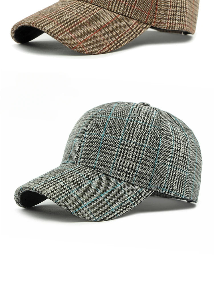 Unisex Checkered Baseball Cap with Adjustable Strap