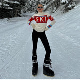 Women’s Retro Ski Print Turtleneck Sweater