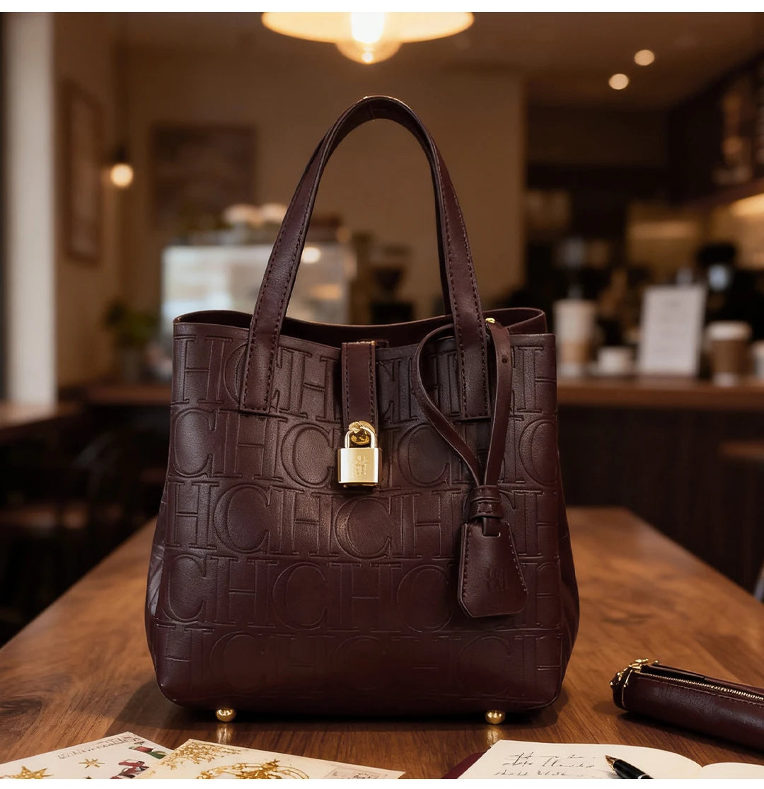 Embossed Letter Print Crossbody & Large Capacity Tote