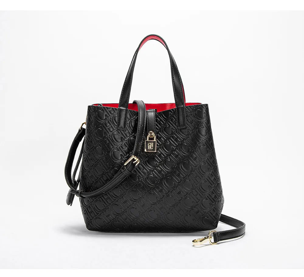 CH Fashion Brand Women's Handbag Large Capacity Casual Diagonal letter Silver Fox Is PU Leather Shoulder Bag
