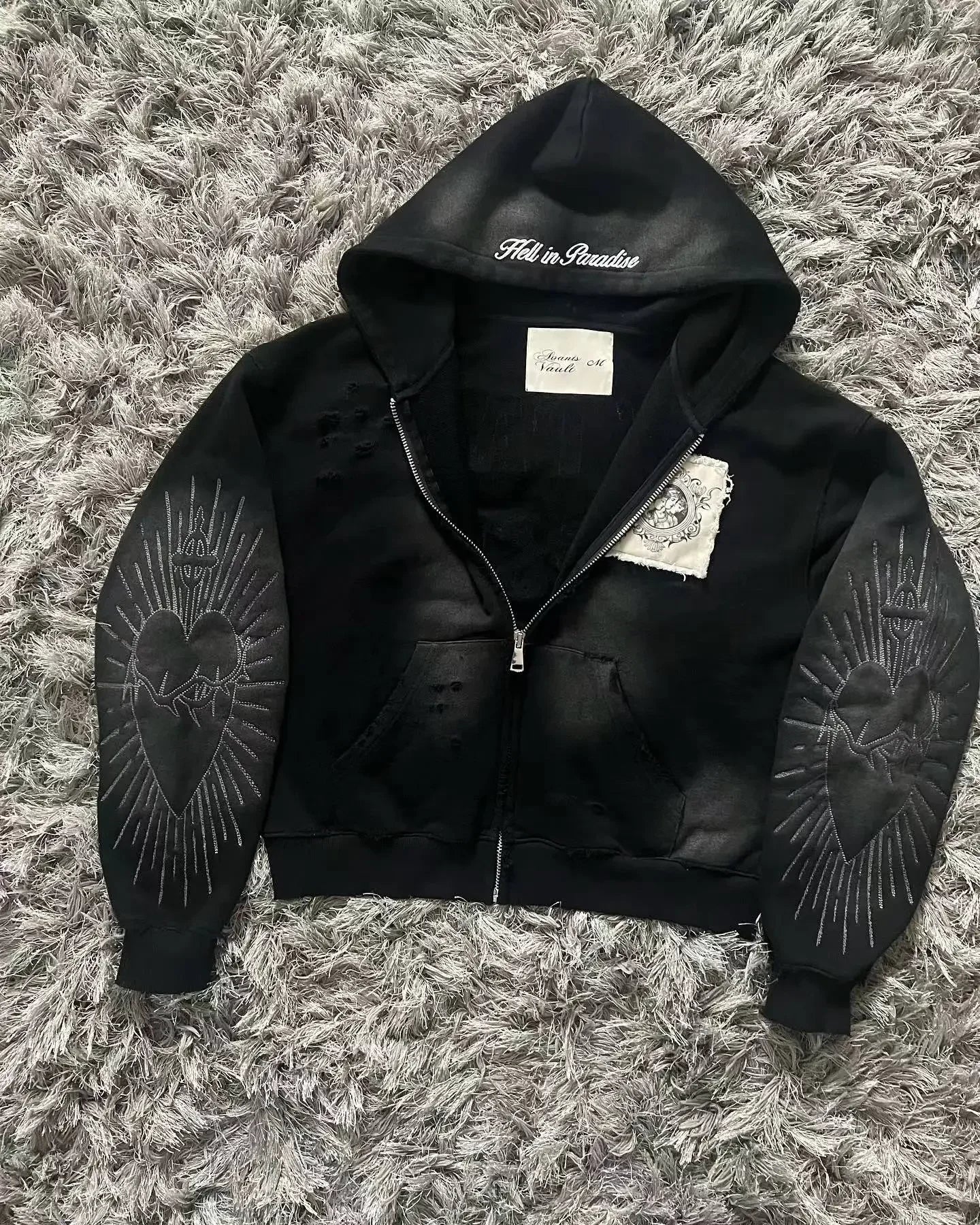 Y2K Gothic Oversized Zip-Up Hoodie