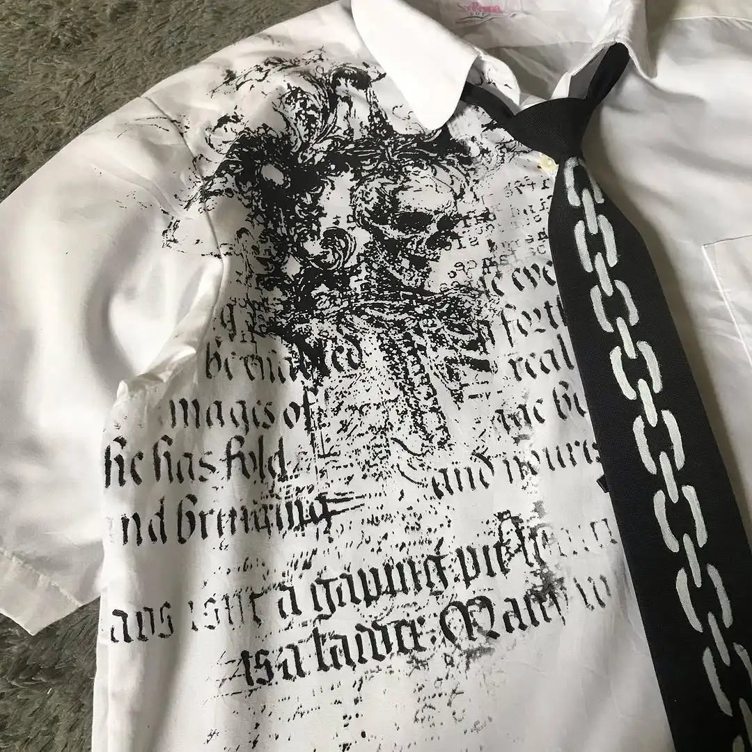 Men’s Y2K Gothic Skull Graphic Shirt