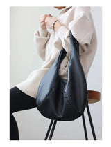 JAZZQ Soft Cowhide Leather Hobo Tote | Hand-Woven Detail