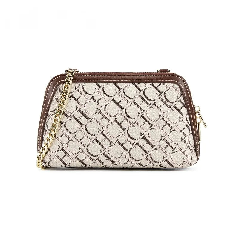 Letter Printed Suede-Style Luxury Chain Shoulder Bag