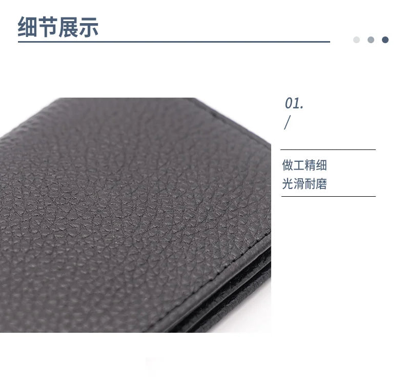 Dropshipping Custom Name Genuine Leather Men Women Business Card Holder Bifold Credit Card Case With ID Window