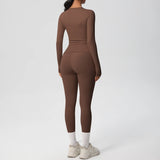 2 PCS Sportswear Yoga Set Gym Clothes Yoga Suits For Women Fitness Set Tracksuits Sports Long Sleeve Crop Top Gym Leggings