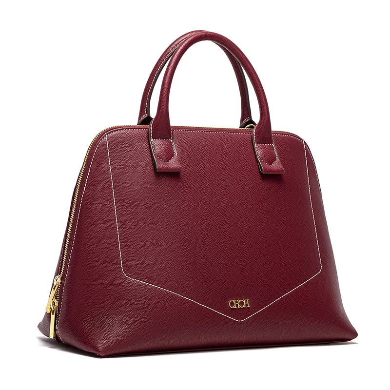 CHCH Women's Shoulder Bag New High Quality Business Bag Large Capacity Handbag Wine Red