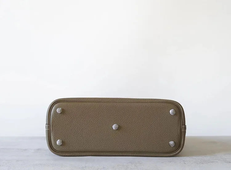 Premium Semi-handmade First-layer Cowhide Bowling Bag Portable Shoulder Large Shell Bag Commuting Temperament Versatile