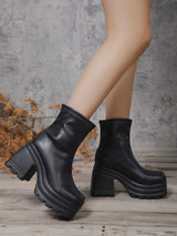 Square Toe Leather Fashion Boots