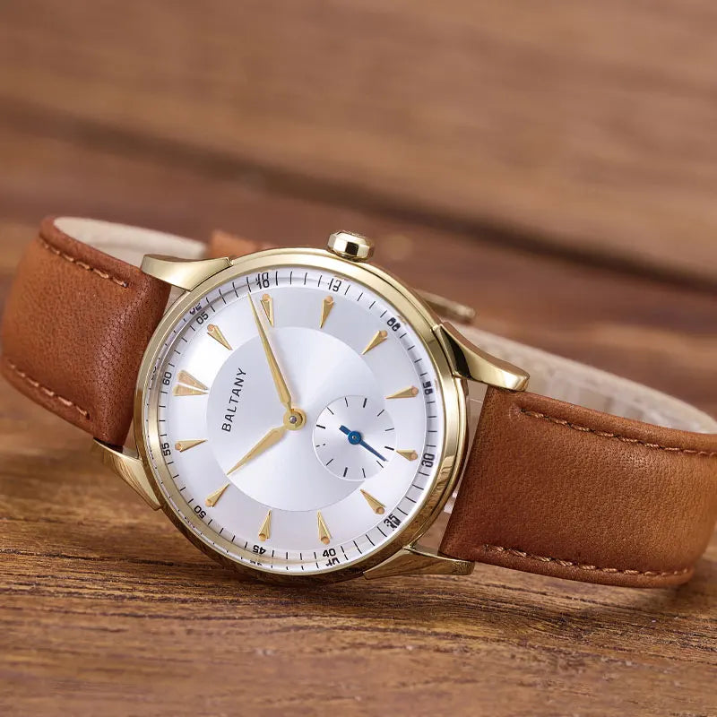 Baltany S4101 Retro Dress Watch Man 38.5MM Light Gold Watch Sapphire Crystal ST1701 Automatic Mechanical Watch For Man Luxury