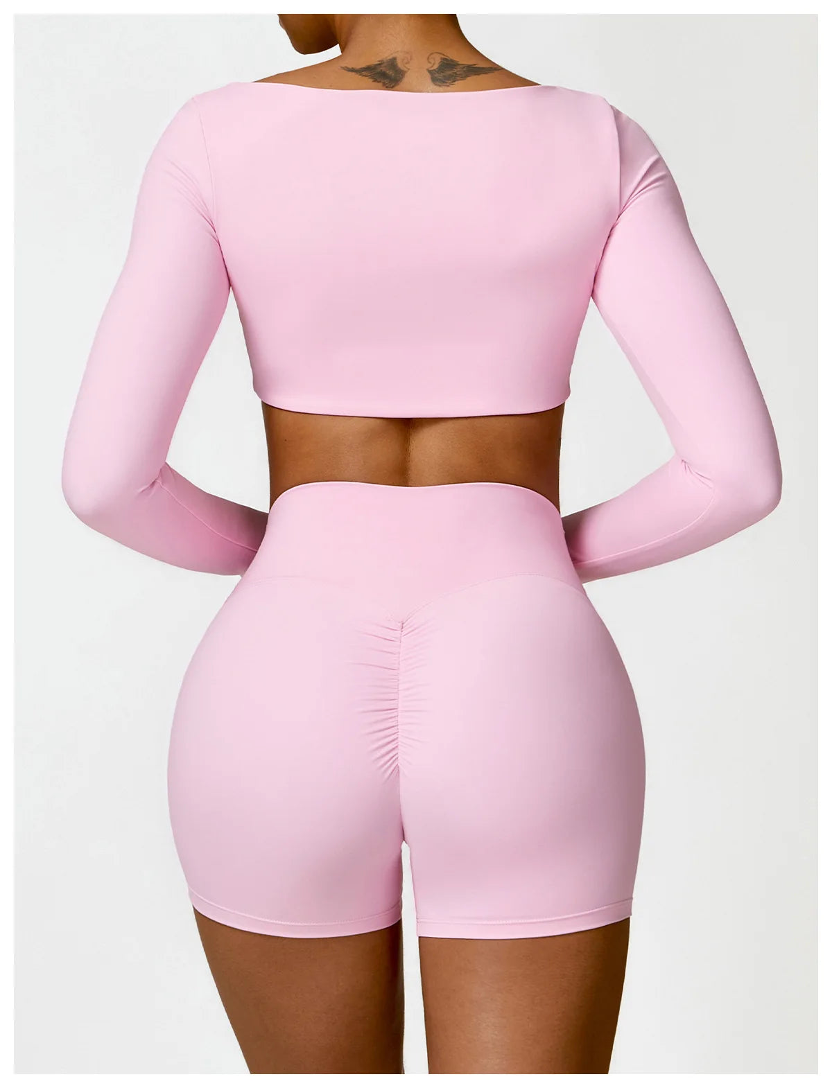 2-Piece Women's High-Waist Yoga Set – Seamless Long Sleeve Workout Suit