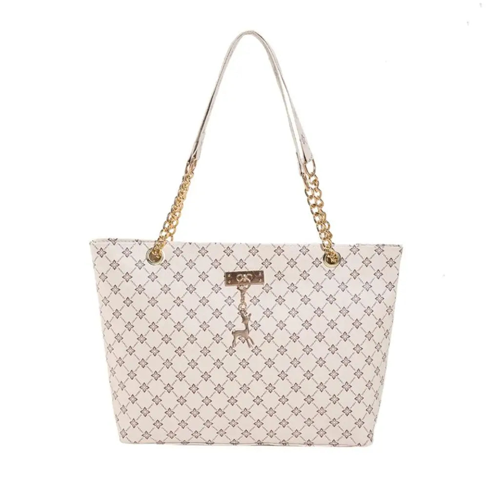 Durable PU Leather Shoulder Bags Large Capacity Printing Shopping Bag Handbags Women