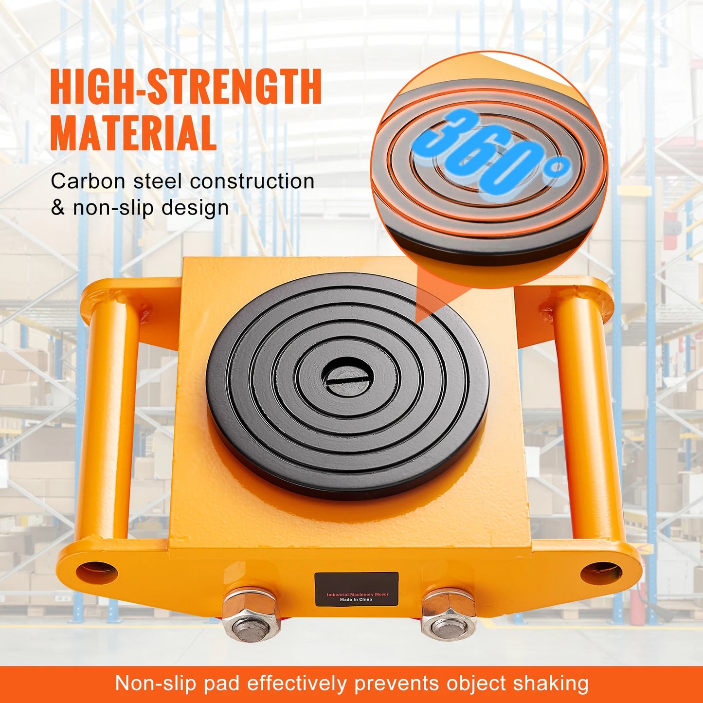 SucceBuy All-Steel Industrial Machinery Mover Pallet Trolley 6T Carrying Tank With 360 Degree Rotation for Transporting Cargo
