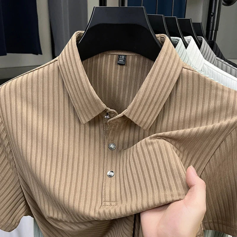 Men's Striped Polo Shirt – Breathable Summer Style