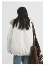 Women's Hooded Down Jacket with Faux Fur Collar