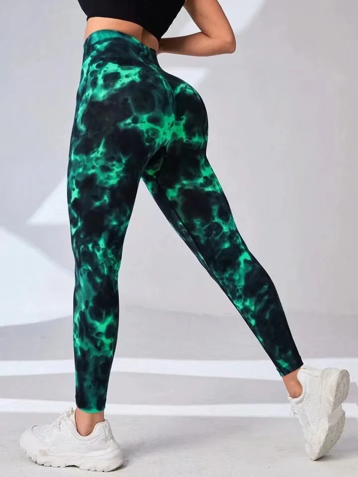 Women's 3D Tie-Dye Seamless Push-Up Leggings