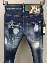 ICON BRAND Men Jeans Dsq2 Denim Pants Hole Slim Pencil Trousers Buttons Party Clothes coolguy D2 JEANS for husband blue