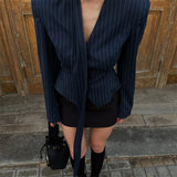 Tuularose 3 Piece Dress Set Women Elegant V-Neck Striped Ribbon Blazer Slim Short Dress Set Fashion Luxury Women Party Dress Set