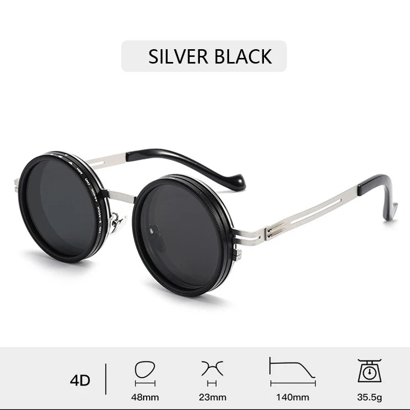 New Adjustable 1-9 Sunglasses Punk Polarized Sun Glasses Men Women Round ND Filter Lenses Retro Fishing Eyeglasses Shades