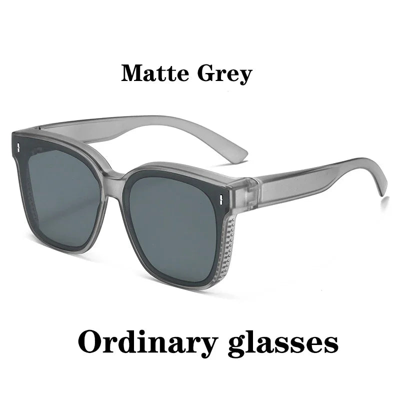 Polarized Clip-On Sunglasses for Glasses Wearers, Fashion Square Over Glasses Myopia Sunglasses, UV400 Protection for Driving, Fishing & Outdoor Use