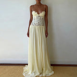Elegant Lace Patchwork Sleeveless Maxi Dress