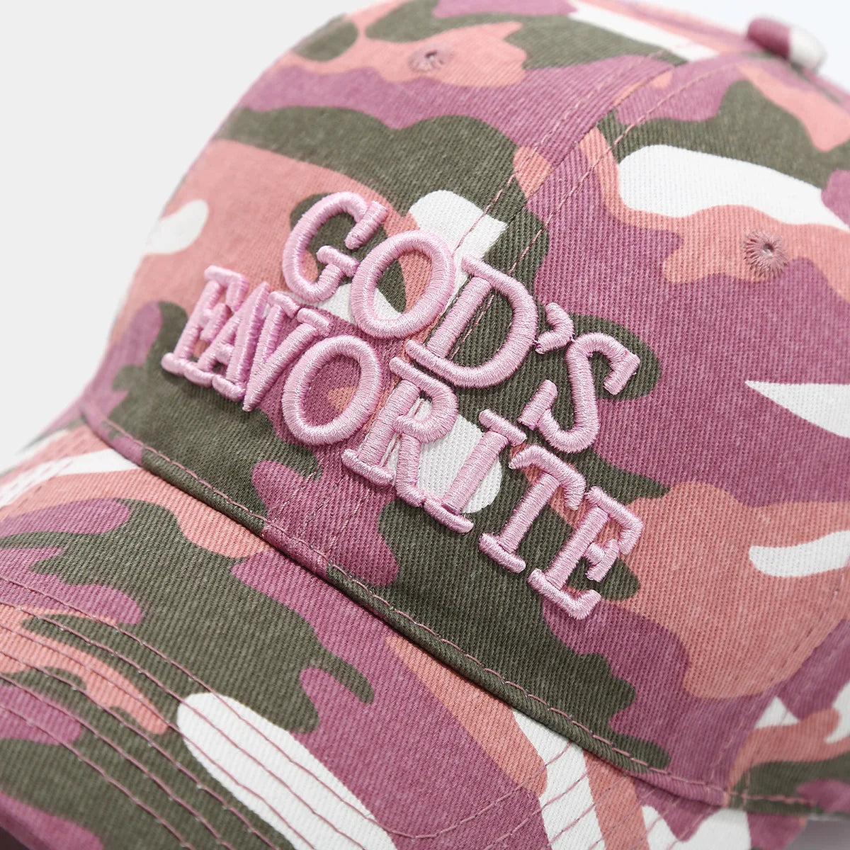 Retro Camo Cotton Baseball Cap with 3D Embroidery