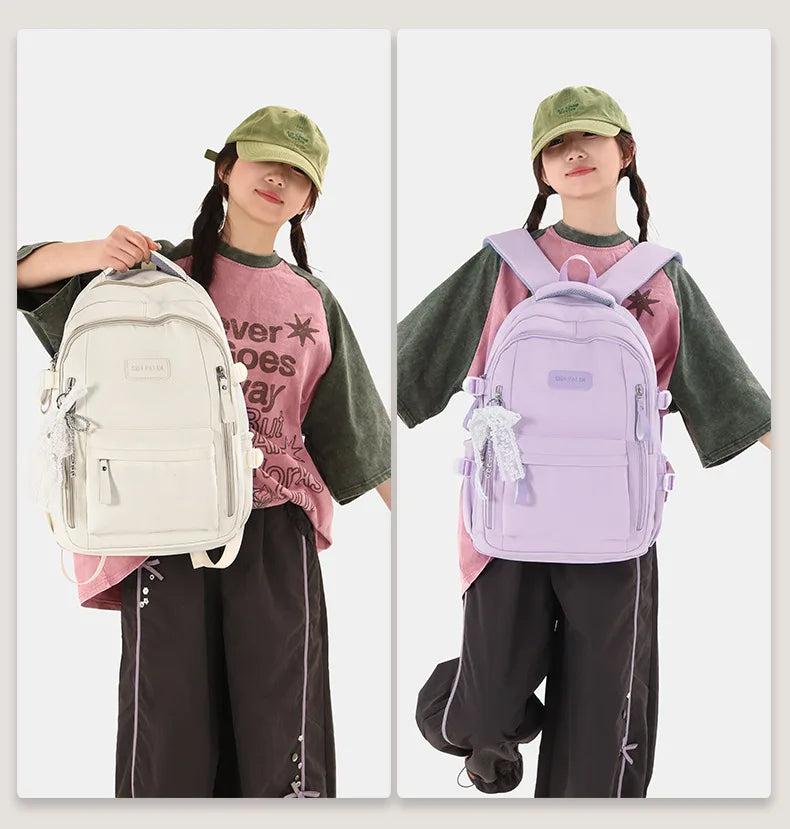 New Female High Capacity Waterproof College Backpack With Lace Pendant Trendy Women Laptop School Bags Cute Girl Travel Book Bag