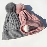 Women warm beanie hat men Plush and thickened cap winter ear protection high-end ski hat warm big head knit hat women's winter
