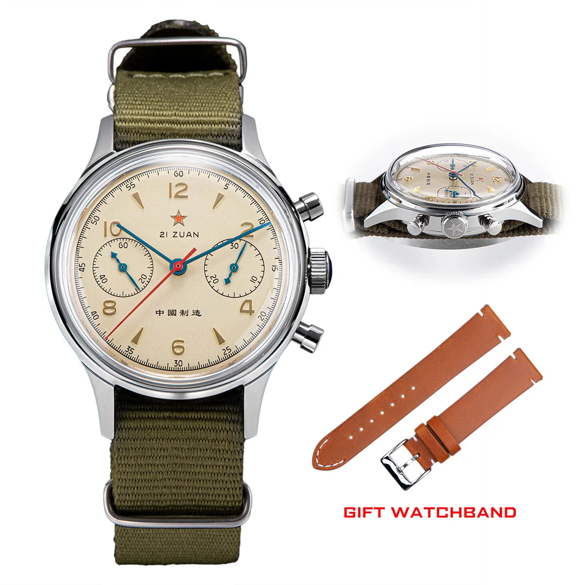 38mm 1963 Mens Watch Polit Chronograph Wristwatch ST1901 Mechanical Original Air Force 40mm Acylic Reloj Homber Tianjin Movement