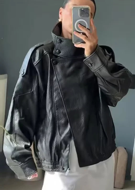 Women’s Black Moto Faux Leather Jacket