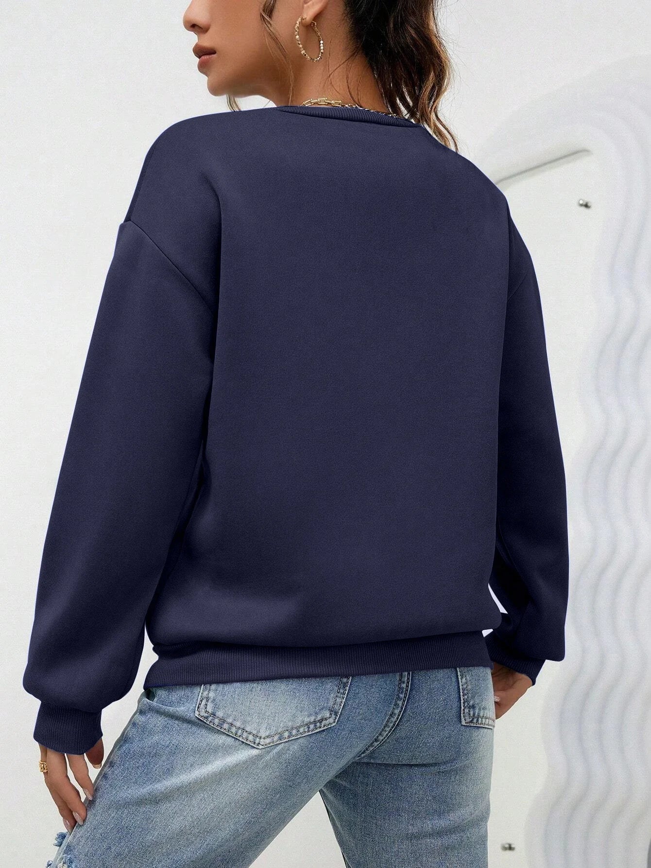 Heart Pattern Fleece Crewneck