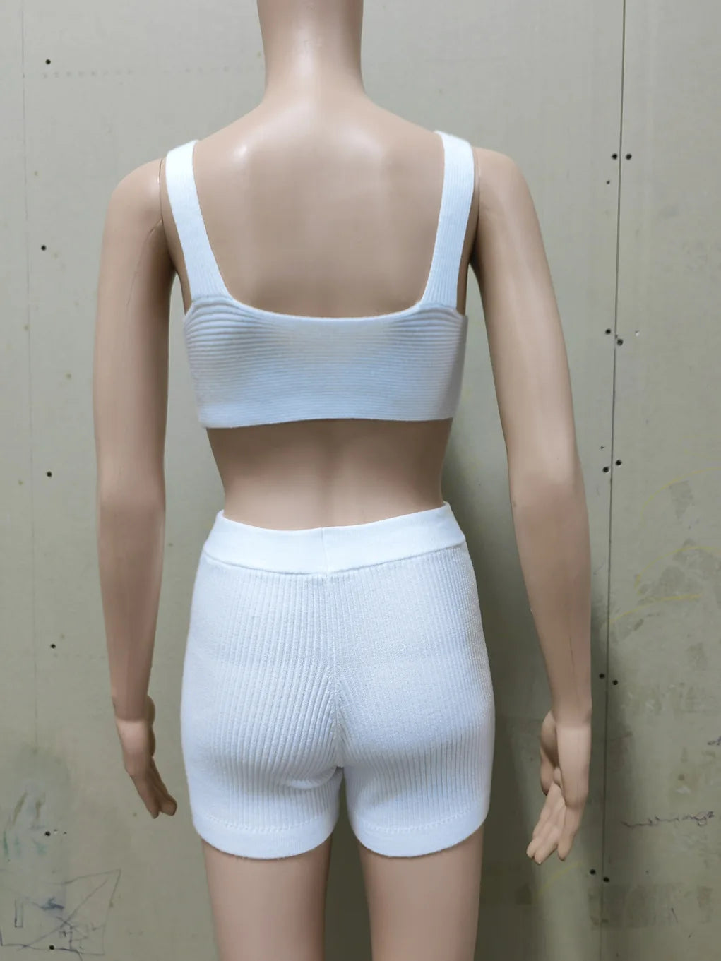 Tossy Fashion Knit 2 Piece-Set Shorts Women Clothes Patchwork Ribbed Backless Cropped Top And High Waist Knitwear Shorts Outfits