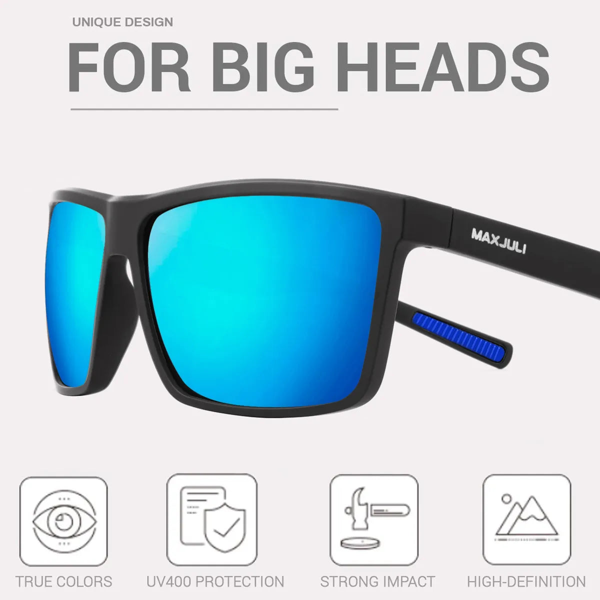 MAXJULI Polarized Extra Big Sunglasses for Men Women with Big Heads UV 400 Protection Sun glasses 8125