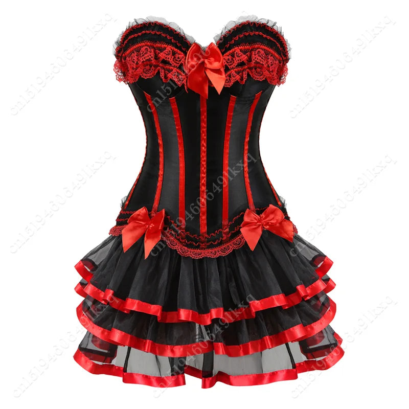 Women's Corset Dress with Straps & Lace | Plus Size Bustier Set