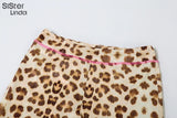 Sisterlinda Summer Release Junior Ankle-Length High Street Milk Fiber Pant Suit K24S50103 Girl Leopard Color Flare Pant Suit