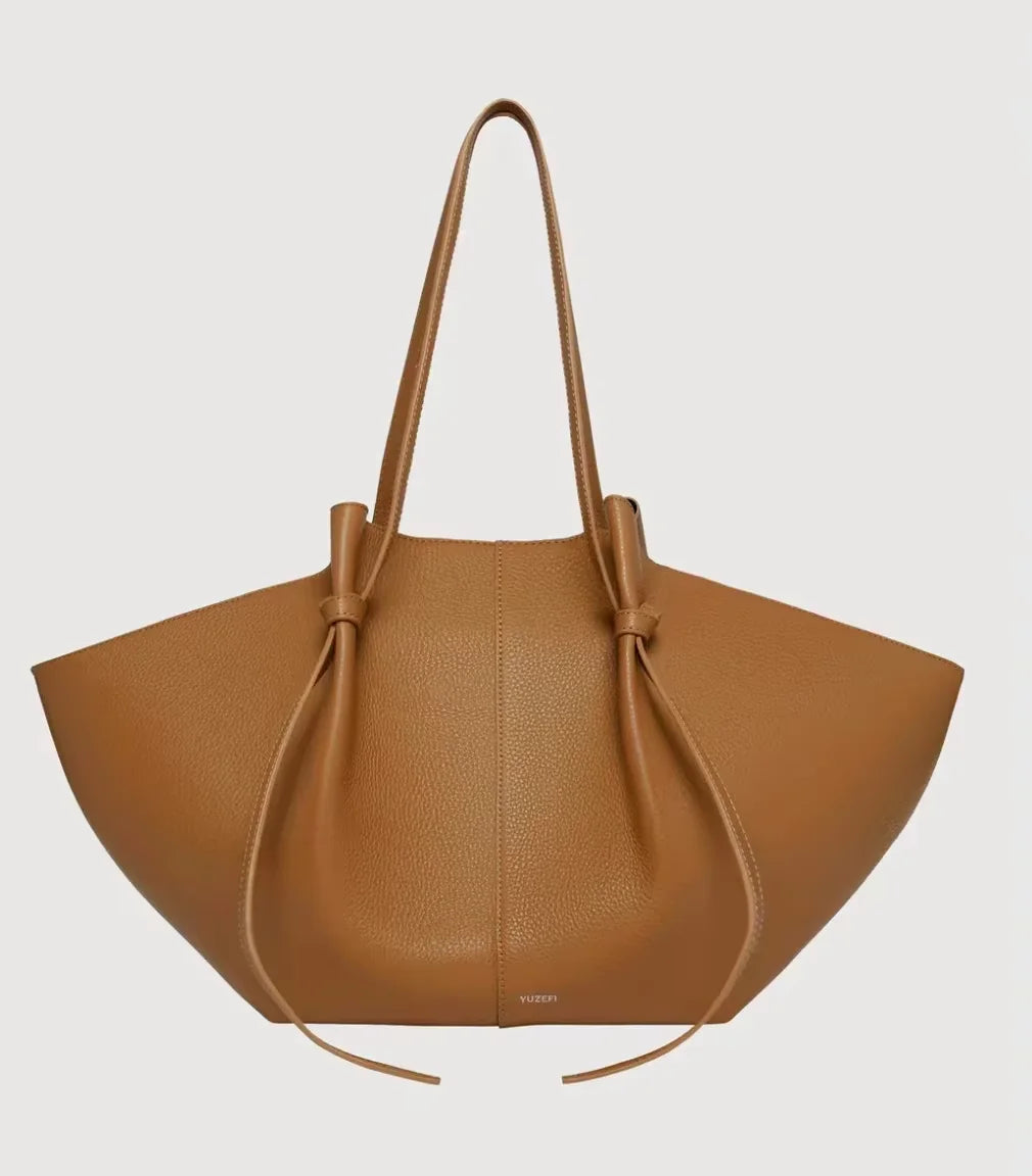 YUZEFI Women Tote Bag Solid Color Retro Minimalist Relaxation Luxury Versatile Daily Commuter Travel Large Capacity Shoulder Bag