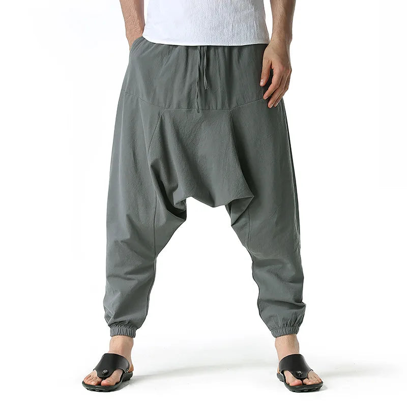 Men's Cotton Linen Loose-Fit Harem Pants