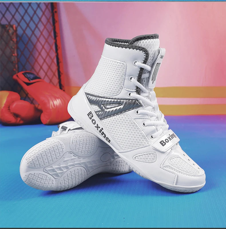 Wrestling Shoes Men 2025 High Top Professional Breathable Mesh Boxing Shoes Wrestling Fighting Sanda Weightlifting Squat Shoes