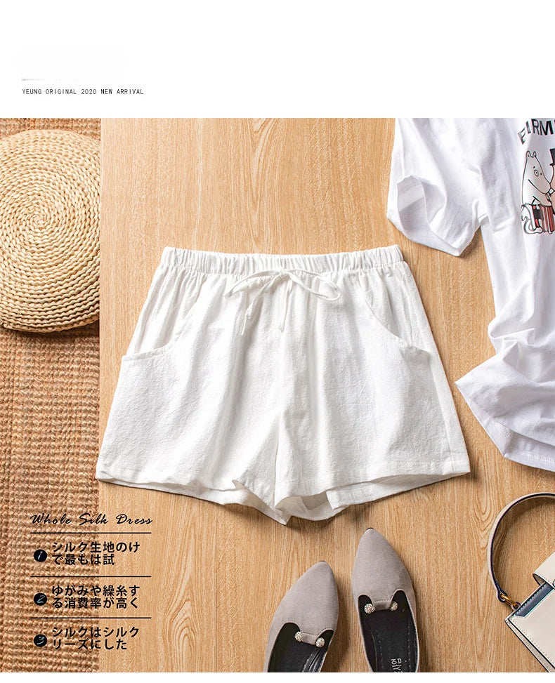 High-Waisted Linen-Style Bow Sash Shorts