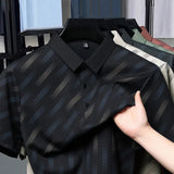 Men's Contrast Print Polo Shirt | Breathable Summer Knit