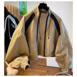 Elegant Stand Collar Zip Jacket for Women