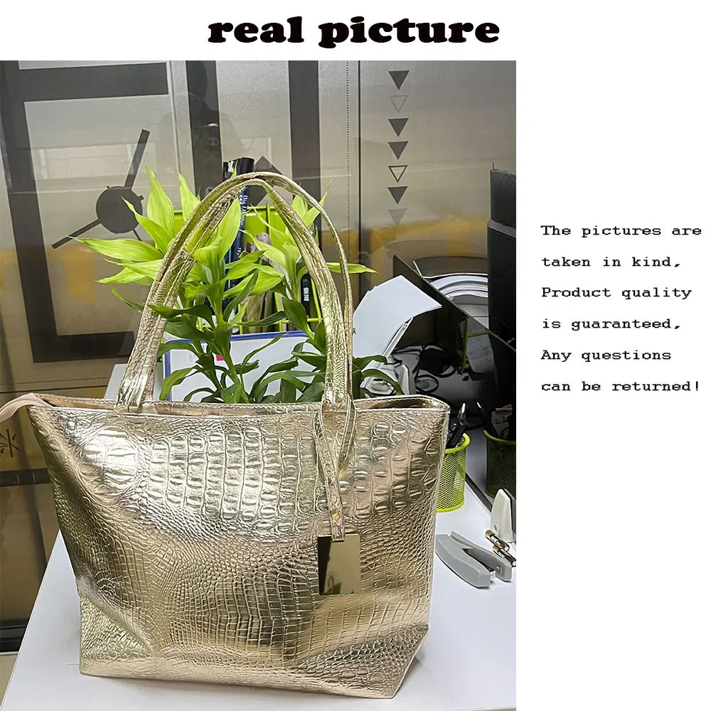 Women's Croc-Effect PU Leather Tote Bag