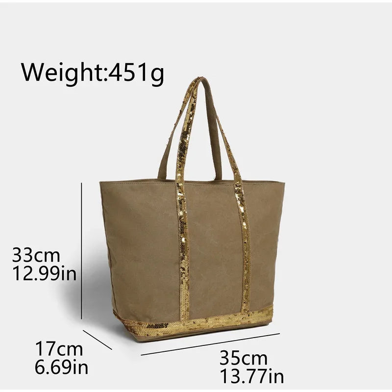 Women's Sequin Canvas Tote Bag